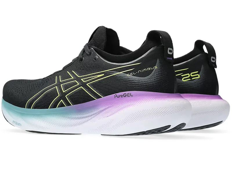 Asics Women's GEL-NIMBUS 25 Running Shoes Black/Glow Yellow-3